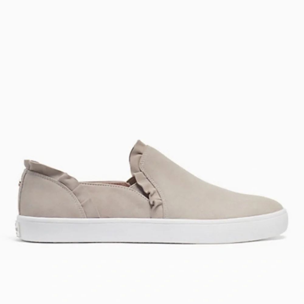 Kate Spade Lillie Gray Suede Slip On Sneaker Ruffle